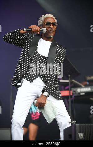 17. Juni 2023, Leeds, South Yorkshire, U.K: Junior Performing at lets Rock Leeds 80s Festival , Leeds UK , 17.06.2023 (Kreditbild: © Robin Burns/ZUMA Press Wire) NUR REDAKTIONELLE VERWENDUNG! Nicht für den kommerziellen GEBRAUCH! Stockfoto