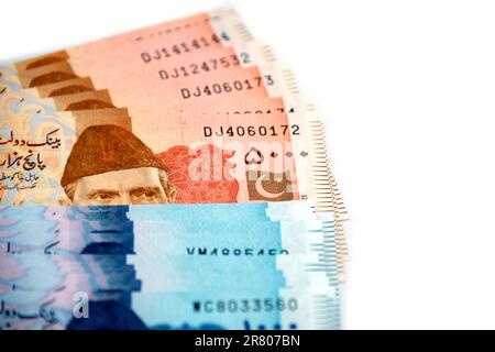 Währungsscheine in pakistanischen Rupien Stockfoto