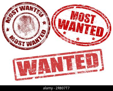 Ein Satz Stempel aus Grunge-Gummi, mit dem Wort Wanted (gewünscht), Vektorgrafik Stock Vektor