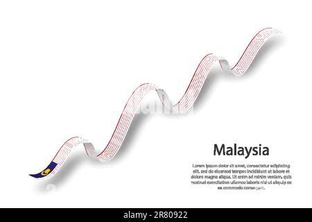 Ein Band oder Banner mit der Flagge Malaysias. Vorlage für den Unabhängigkeitstag Stock Vektor