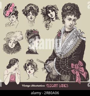 Vektordarstellung - Vintage-Damen Stock Vektor