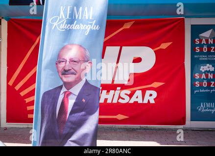 Izmir, Seferihisar, Türkei Poster 05.18.2023 2023 Präsidentschaftswahlen und Worte des Führers der Republikanischen Volkspartei, Kemal Kilicdaroglu Stockfoto