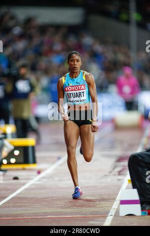 Bianca Stuart nimmt an dem langen Sprung bei der Leichtathletik-Weltmeisterschaft London 2017 Teil. Stockfoto