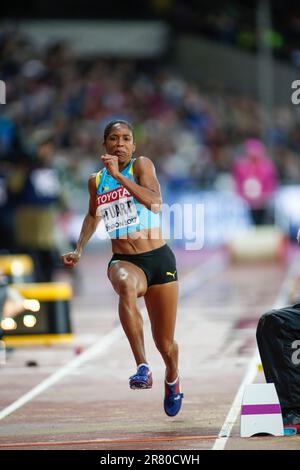 Bianca Stuart nimmt an dem langen Sprung bei der Leichtathletik-Weltmeisterschaft London 2017 Teil. Stockfoto