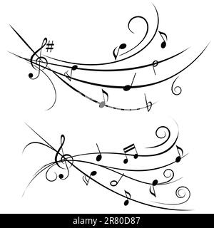 Verschiedene Musiknotizen über Zierpersonal Stock Vektor