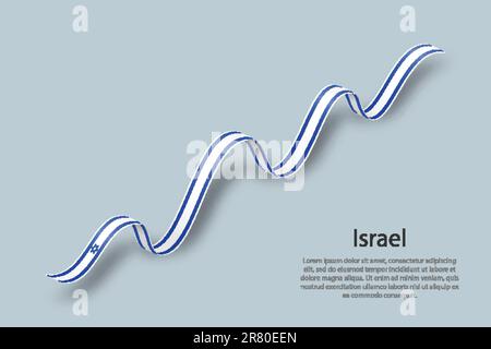 Ein Band oder ein Banner mit der Flagge Israels. Vorlage für den Unabhängigkeitstag Stock Vektor