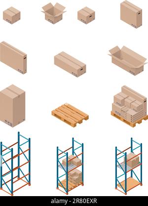 Satz detaillierter Isometrien für das Lager Stock Vektor