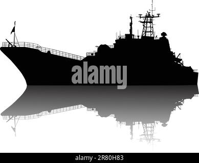 Silhouette des sowjetischen (russischen) Landungsschiffes. Vektor auf separaten Ebenen Stock Vektor