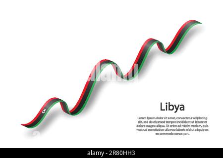 Ein Band oder ein Banner mit libyscher Flagge. Vorlage für den Unabhängigkeitstag Stock Vektor