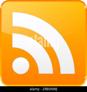 rss-Symbol auf weißem Hintergrund. Auch als Vektor im EPS-Format von Adobe Illustrator verfügbar, komprimiert in einer ZIP-Datei. Die Vektorversion wird skaliert auf... Stock Vektor