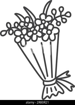 Handgezeichnete Illustration eines Blumenstraußes. Grafische Vektorzeichnung Stock Vektor