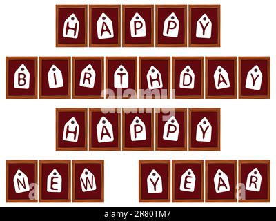 alles Gute zum Geburtstag und frohes neues Jahr Frames vor weißem Hintergrund, abstrakte Kunst-Vektorgrafik Stock Vektor