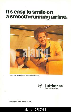 Lufthansa-Werbung in einer Zeitschrift 1977 Stockfoto