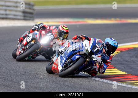 01 HOOK JOSH (AUS), DI MEGLIO MIKE (FRA), TECHNIKER ALAN (FRA), HONDA CBR1000 RR-R, F.C.C. TSR Honda France (JPN), Formula EWC, Aktion während der 2023 24 Stunden Spa-Francorchamps, 2. Runde der FIM Endurance World Championship, vom 16. Bis 18. Juni, Belgien – Foto Alexandre Guillaumot/DPPI Stockfoto