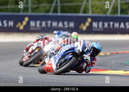 01 HOOK JOSH (AUS), DI MEGLIO MIKE (FRA), TECHNIKER ALAN (FRA), HONDA CBR1000 RR-R, F.C.C. TSR Honda France (JPN), Formula EWC, Aktion während der 2023 24 Stunden Spa-Francorchamps, 2. Runde der FIM Endurance World Championship, vom 16. Bis 18. Juni, Belgien – Foto Alexandre Guillaumot/DPPI Stockfoto