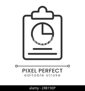 Zwischenablage und Diagramm Pixel Perfect Linear Symbol Stock Vektor