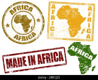 Ein Satz Stempel aus Grunge-Gummi mit dem Wort "Afrika" drinnen, Vektordarstellung Stock Vektor