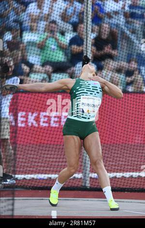 Sandra Perkovic (CRO) belegt bei den Bislett-Spielen am Donnerstag, den 15. Juni 2023 in Oslo die dritte Position im Diskus der Frauen. Norwegen. (Jiro Mochizuki/Bild des Sports) Stockfoto