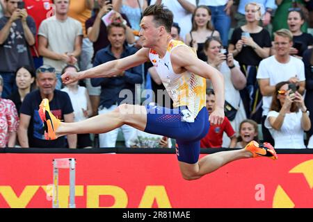 Karsten Warholm (NOR) gewinnt die 400-m-Hürden 46,52 bei den Bislett-Spielen am Donnerstag, 15. Juni 2023 in Oslo, Norwegen. (Jiro Mochizuki/Bild des Sports) Stockfoto