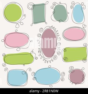 Satz handgezeichneter Vintage-Rahmen. Vektorkonstruktionselemente Stock Vektor