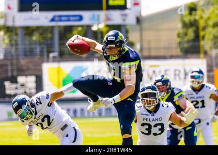 Europäische Fußballliga, elf/Spiel : Milano Seamen at Stuttgart Surge , Juni. 18. 2023 , im Gazi-Stadion, Stuttgart, Deutschland, Stuttgart S. Stockfoto