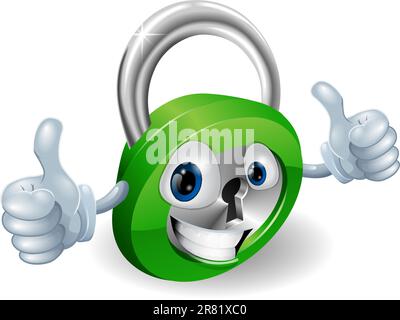 Zufrieden Schloss Sicherheit Konzept Maskottchen Abbildung Stock Vektor
