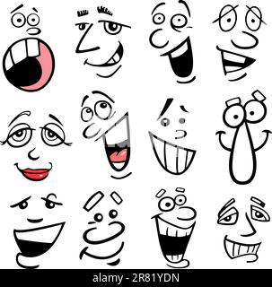 Cartoon Gesichter und Emotionen für Humor oder Comics design Stock Vektor