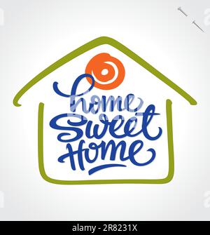 „Home Sweet Home“ handgeschriebenes Design – handgefertigte Kalligrafie; Vektordarstellung (eps8) Stock Vektor