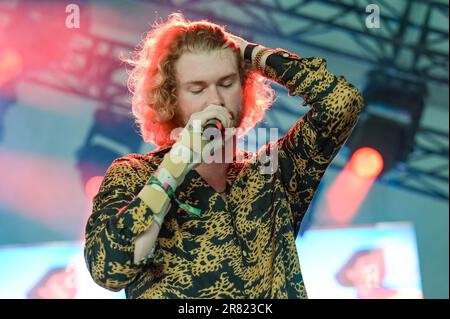 Yung Gravy tritt am 3. Tag des Bonnaroo Music & Arts Festivals 2023 am 17. Juni 2023 in Manchester, Tennessee, auf. Foto: Darren Eagles/imageSPACE Stockfoto