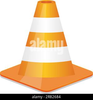 Orangefarbener Verkehrskegel. Auch als Vektor im EPS-Format von Adobe Illustrator verfügbar, komprimiert in einer ZIP-Datei. Die Vektorversion kann auf eine beliebige Größe skaliert werden... Stock Vektor