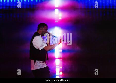 Neuhausen Ob Eck, Deutschland. 18. Juni 2023. Marteria ist auf der Bühne beim Southside Festival. Das Musikfestival ist eines der größten deutschen Open-Air-Festivals in der deutschsprachigen Region. Kredit: Philipp von Ditfurth/dpa/Alamy Live News Stockfoto