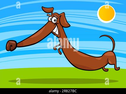 Cartoon-Illustration der glücklich springen Dackel Hund Stock Vektor
