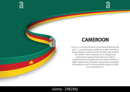 Die Flagge von Kamerun mit Hintergrund. Banner- oder Bandvektorvorlage Stock Vektor