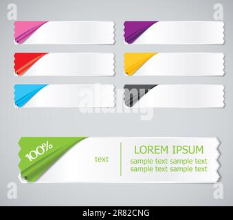Vektorsatz mit farbigen Aufklebern, Farbbänder für verschiedene Proben Stock Vektor