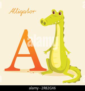 Tierisches Alphabet mit Krokodil, Vektordarstellung Stock Vektor