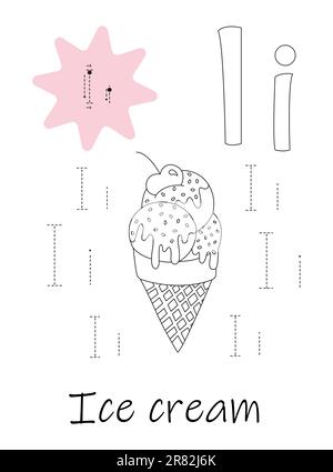 Malbuch - Copybook für Kinder. Brief I Stock Vektor