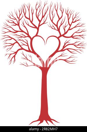 Rote Liebe Baum mit herzförmigen Zweige, Vektor-Hintergrund Stock Vektor