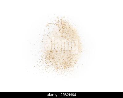 Braunstaub auf weißem Hintergrund, Draufsicht Stockfoto