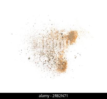 Braunstaub auf weißem Hintergrund, Draufsicht Stockfoto