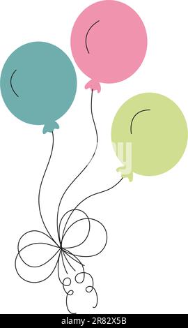 Ballons im Cartoon-Stil, flach, isoliert auf weißem Hintergrund. vektorsatz Stock Vektor