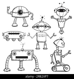 Robotersammlung, Vektordarstellung Stock Vektor