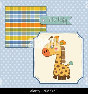 Willkommen Baby-Karte mit giraffe Stock Vektor