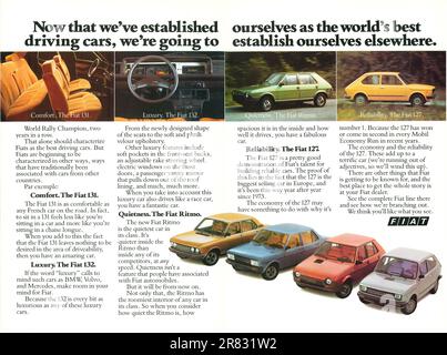 FIAT-Werbung in einer Zeitschrift 1979 Stockfoto