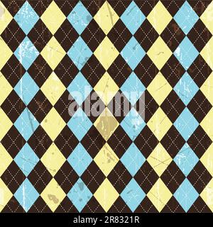 Nahtlose gekachelter Hintergrund ein Grunge-Argyle-Stil-Muster Stock Vektor