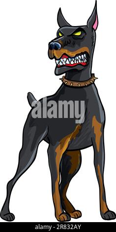 Dobermann-Illustration isoliert auf weißem Hintergrund Stock Vektor