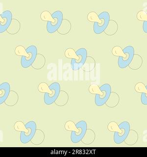 Symbol für Babysauger. Dünnes Strichsymbol für Babysauger. Vektorabwicklung. Nahtloses Muster. Stock Vektor