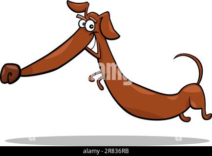 Cartoon-Illustration der glücklich springen Dackel Hund Stock Vektor