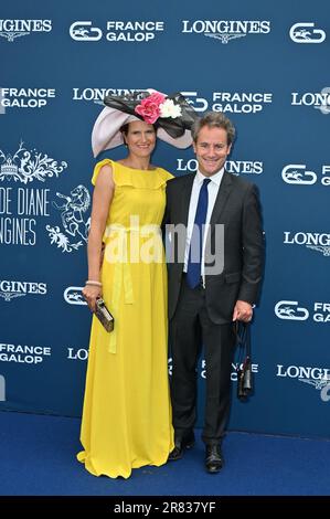 Chantilly, Frankreich. 18. Juni 2023. Gäste, die am 18. Juni 2023 den Prix de Diane Longines in Chantilly, Frankreich, besuchen. Foto: Mireille Ampilhac/ABACAPRESS.COM Kredit: Abaca Press/Alamy Live News Stockfoto