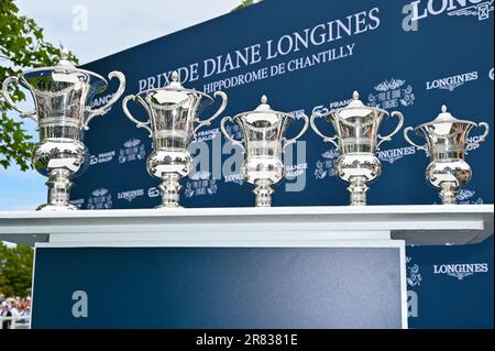 Chantilly, Frankreich. 18. Juni 2023. Prix de Diane Longines in Chantilly, Frankreich, am 18. Juni 2023. Foto: Mireille Ampilhac/ABACAPRESS.COM Kredit: Abaca Press/Alamy Live News Stockfoto