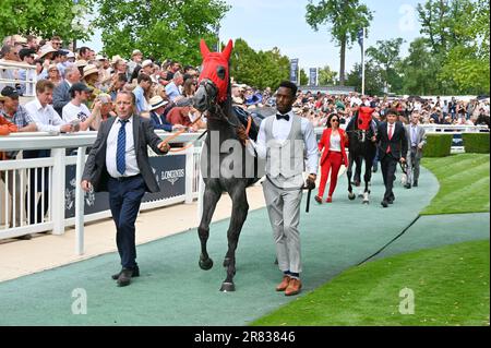 Chantilly, Frankreich. 18. Juni 2023. Prix de Diane Longines in Chantilly, Frankreich, am 18. Juni 2023. Foto: Mireille Ampilhac/ABACAPRESS.COM Kredit: Abaca Press/Alamy Live News Stockfoto